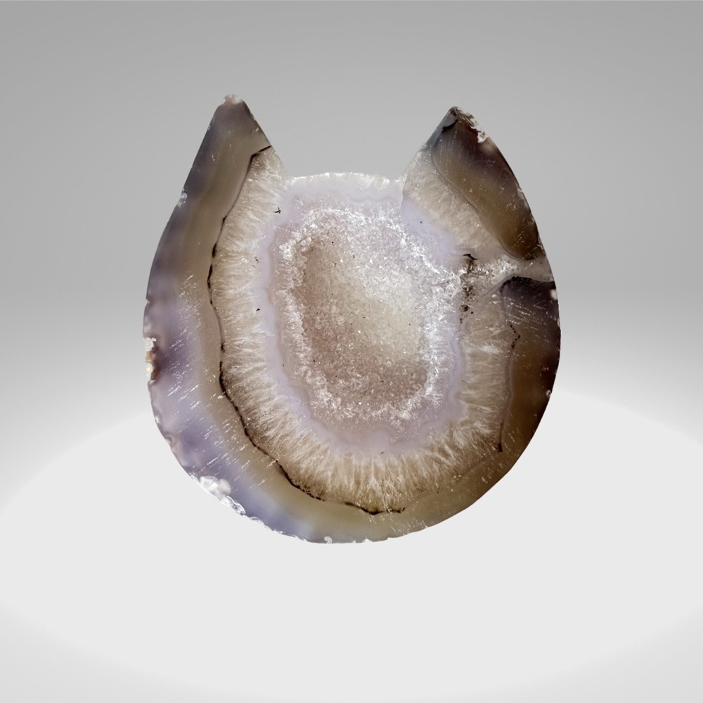 Agate druzy natural stone crystal ( cat head shape) - Picture 3 of 9